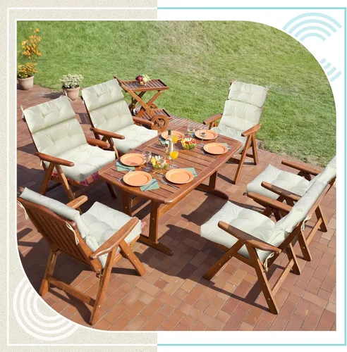 Miniatura 4 de Mixweer Paquete de 6 cojines para silla de respaldo alto para exteriores e interiores, cojines copetudos para asiento o respaldo, resistentes a