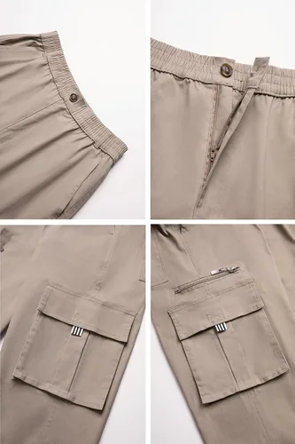 Miniatura 5 de THWEI Pantalones cargo para hombre, estilo casual, de algodón, con múltiples bolsillos, para senderismo, trabajo