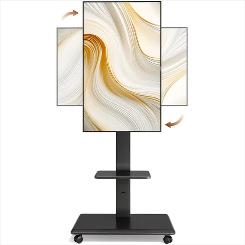 Soporte de TV rodante con base de acero para televisores de 37 a 86 pulgadas hasta 50 kg, soporte móvil para TV con rotación, inclinación y giro con