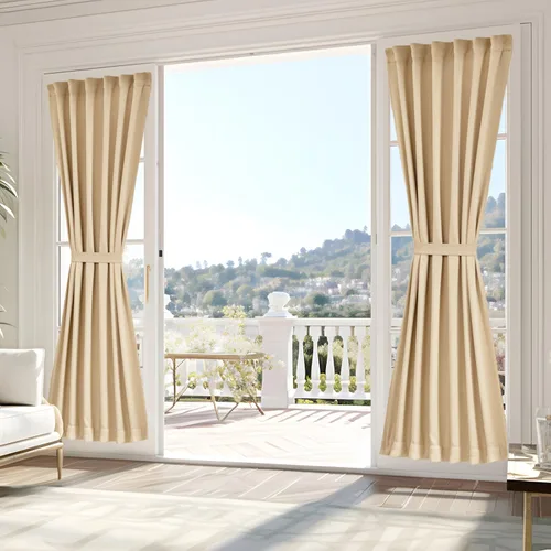 Miniatura 131 de Vatge - Cortinas autoadhesivas para puerta francesa, tratamiento de ventana con filtro de luz sin varillas ni perforaciones para puertas de cristal
