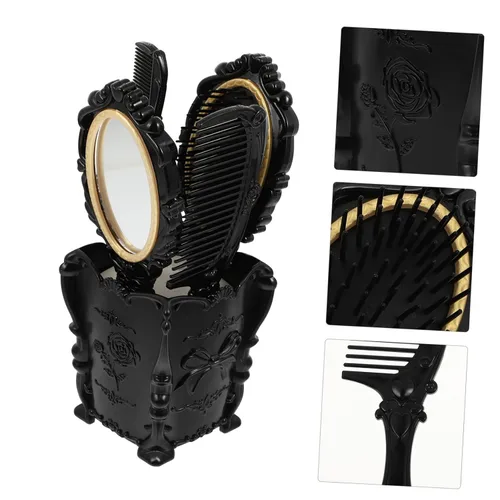 Miniatura 9 de WOONEKY Juego de cepillo de pelo negro vintage de 5 piezas con soporte de almacenamiento de peine