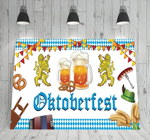 Miniatura 4 de Hrystarad Pancarta de fondo de Oktoberfest de 6 x 3.6 pies para decoración de festivales de cerveza alemana bávara