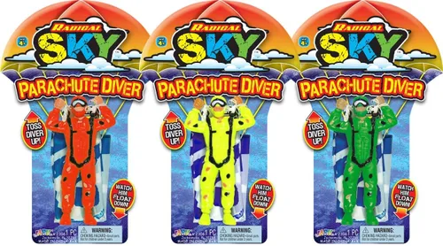 Miniatura 2 de JA-RU Juguetes de paracaídas para niños (paquete de 3) figuras de juguete de paracaídas de colores surtidos, juguetes de lanzamiento al aire libre