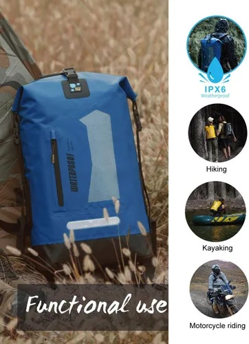 Miniatura 5 de IDRYBAG Mochila impermeable para hombres 20L/30L/40L, bolsa seca flotante para kayak, mochila seca para senderismo Azul