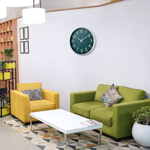 Miniatura 7 de HZDHCLH Reloj de pared verde con pilas, 12 pulgadas, silencioso, sin tictac, moderno, para sala de estar, dormitorio, cocina, oficina, decoración