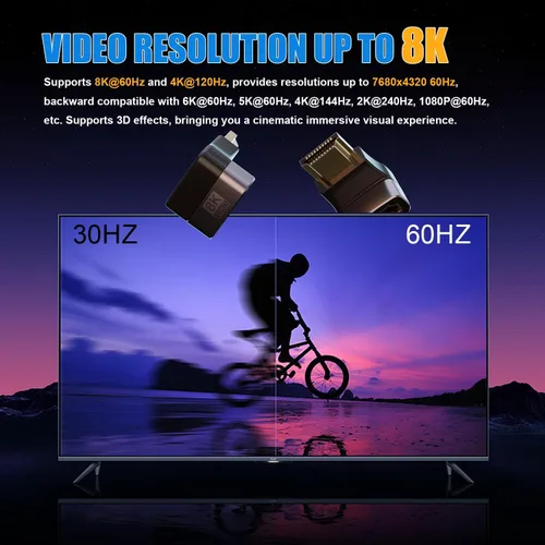 Miniatura 4 de PANPEO Adaptador HDMI de Ángulo Recto 8K@60Hz, Adaptador HDMI de 90 Grados y 270 Grados (Paquete de 2)