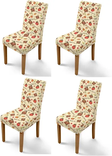 Miniatura 43 de Rnyleeg Thanksgiving Chair Covers for Living Room No Arms Turkey Pumpkin Stretch Dining Chair Covers Set of 6 Soft Washable Kitchen Chair Protector