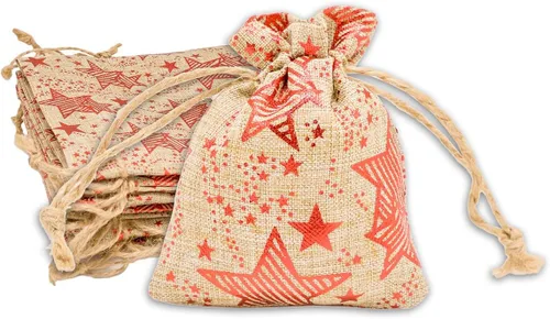 Miniatura 35 de 48 paquetes de 3x4 bolsas de regalo reutilizables de yute y arpillera con cordones (Feliz Navidad, X-Pequeño) - para regalos, favores de fiesta