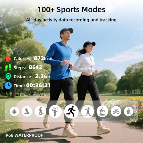 Miniatura 5 de Smart Watch with Built-in GPS, 1.96" HD Display, Answer/Make Calls, 100+ Sport Modes, Heart Rate/Sleep/SpO2 Monitor, Fitness Activity Tracker for