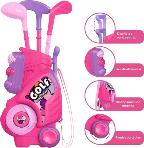 Miniatura 3 de Liberry Juego de golf para niños y niñas de 2, 3 y 4 años, carrito de golf mejorado para niños con diseño único de correa para el hombro, juguetes