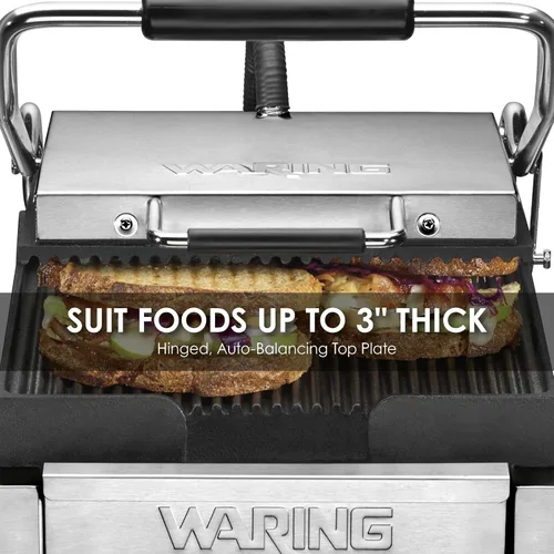Miniatura 5 de Waring Commercial WFG275 - Parrilla plana de tostado de tamaño completo de 14 x 14 pulgadas, 120 V, 1800 W, enchufe de 5 a 15 fases
