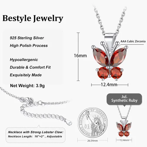 Miniatura 6 de Bestyle Collar de Mariposa Linda con Piedra de Nacimiento para Mujeres, Collar de Gargantilla de Cadena Bonito y Deslumbrante en PlataOro, Gran