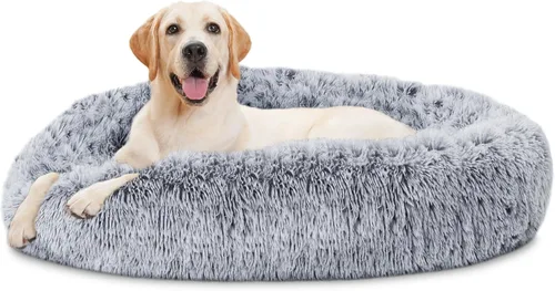 Miniatura 14 de ELSKER&HOME Cama relajante para perros, cama lavable en forma de dona, acolchada y con calentamiento, redonda de 30 pulgadas para perros medianos