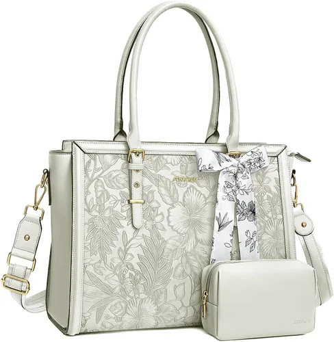 Miniatura 18 de MOSISO Bolsa para Portátil para Mujeres, 15.6-16 pulgadas Bolsa Tote de Piel Sintética Compatible con MacBook, HP, Dell, Asus Notebook, Bolsas
