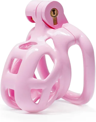 Miniatura 12 de Jaula de castidad masculina Cobra con 5 anillos de resina y cerradura para hombres, transpirable (Grande)