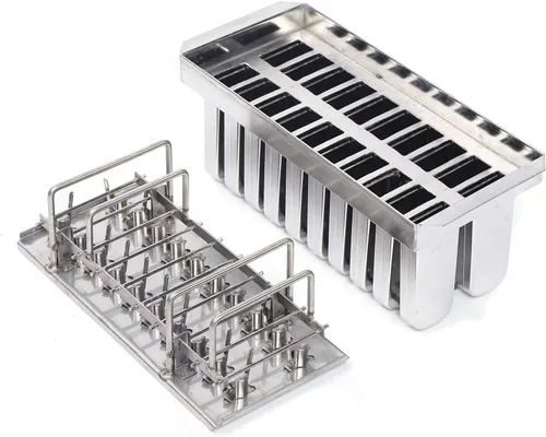 20 moldes de acero inoxidable congelados para helados helados, bandeja para congelador, soporte comercial para palitos de helado de 0.031 in, color