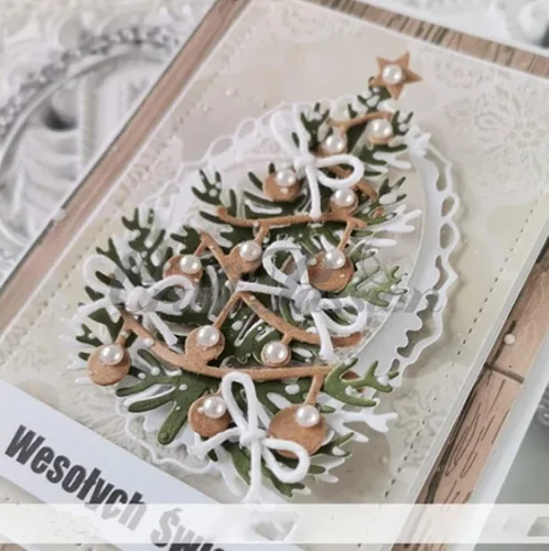 Miniatura 3 de Troqueles de metal para árbol de Navidad, troqueles de corte ligero para árbol de Navidad, plantillas de corte para álbumes de recortes, fotos
