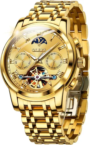 Miniatura 16 de OLEVS Relojes automáticos para hombre, esqueleto mecánico, de lujo, a la moda, reloj de pulsera luminoso impermeable