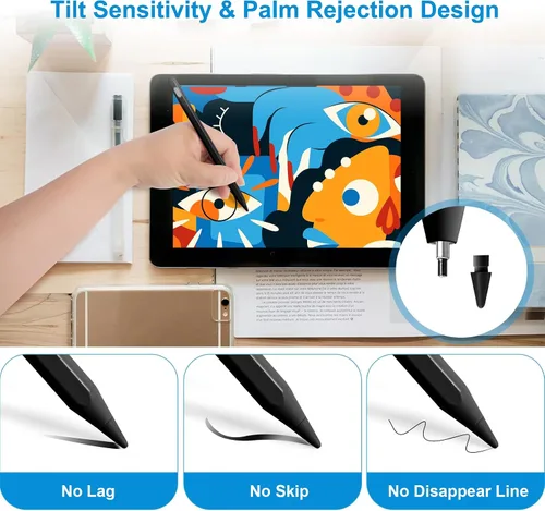 Miniatura 4 de Lápiz óptico para iPad de 9ª y 10ª generación, lápiz con rechazo de palma Apple Pencil para (2018-2025) 10ª/9ª/8ª/7ª/6ª generación, iPad Pro de Negro