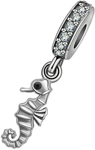 Miniatura 2 de Abalorio de caballito de mar de plata de ley 925 con diseño de animales, dije de aniversario para pulsera Pandora