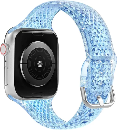 Miniatura 2 de Glitter Diamond Jelly Clear Sport Band Compatible with Apple Watch 45mm 44mm 42mm 41mm 40mm 38mm, iWatch SE2 SE Series 8/7/6/5/4/3/2/1,Waterproof