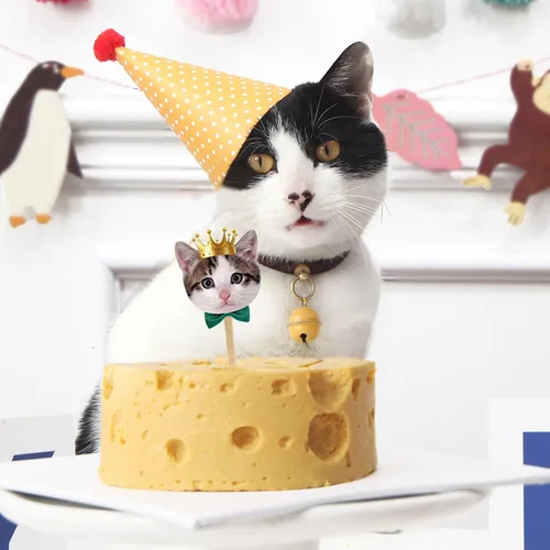 Miniatura 3 de TSJ 24 adornos para cupcakes de gatos, caras de gatos, decoración temática de gatitos, palillos de dientes para fiestas, baby shower