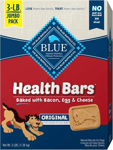Miniatura 26 de Blue Buffalo Health Bars - Galletas crujientes de tocino, huevo y queso para perros, horneadas al horno con tocino real e ingredientes naturales