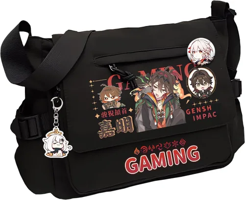 Miniatura 17 de Game Handbag Crossbody Bag, Cute Single Shoulder Bag, Adult 3D Print Anime Backpack Black-2