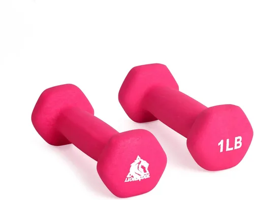 LIONSCOOL Juego de 2 mancuernas con revestimiento de neopreno, mancuernas hexagonales antideslizantes y que no se ruedan en par para entrenamiento