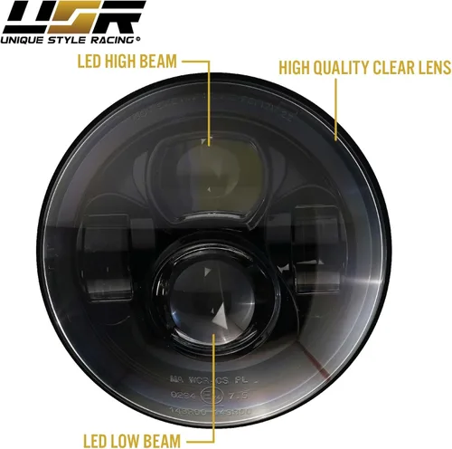 Miniatura 8 de USR 97-06 Wrangler TJ Faros LED de proyector redondos de 7" Pulgadas H6024 con carcasa negra 6024 Haz alto/bajo, faro sellado H6014 (Par) Compatible