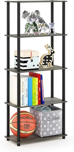 Miniatura 117 de Furinno Turn-N-Tube - Estantería de exhibición multiuso, de 4 niveles, con tubos clásicos, color nogal de Columbia y negro Columbia Nogal/Negro