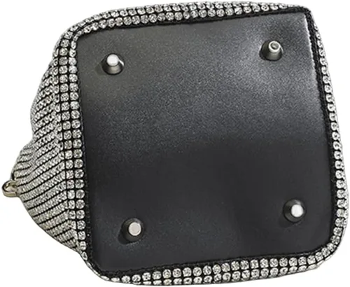 Miniatura 5 de UMREN Bolso de mano anudado con purpurina completa para mujer, con diamantes de imitación de cristal, bolso cruzado de noche con diamantes