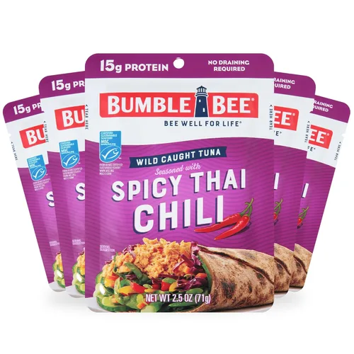 Miniatura 21 de Bumble Bee - Atún sazonado con hierbas y especias mediterráneas, sobre de 71 g - Listo para comer - Paquete de atún capturado de forma salvaje - 14