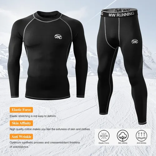 Miniatura 2 de Capa base de compresión para hombre, equipo de invierno con forro polar para esquiar