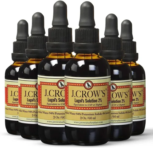 Miniatura 8 de J.CROW'S® Solución de Lugol de Yodo 2% 2 oz (2 Botellas) – Líquido Premium de Yodo y Yoduro de Potasio, Extracto Natural de Salmuera Libre de Gluten