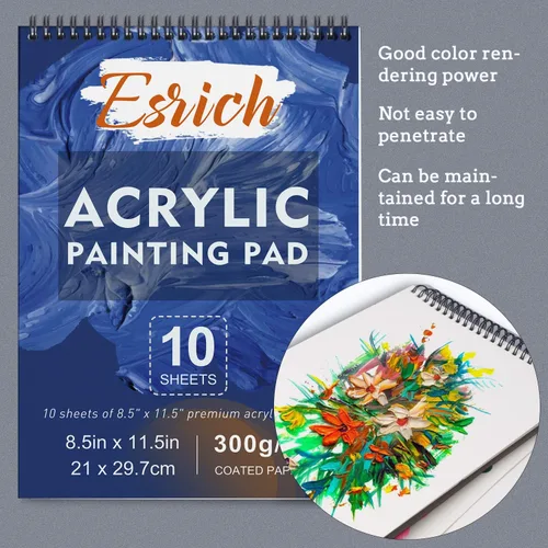 Miniatura 5 de Juego de pintura acrílica, 57 piezas de suministros de pintura profesional con pinceles, pintura acrílica, caballete, lienzos, almohadillas