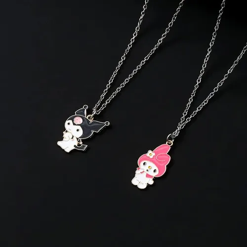 Miniatura 6 de ACCENE Juego de collares y pulseras Kawaii con diseño de anime, bonito collar para parejasamigos del pecho y pulseras magnéticas de dibujos animados