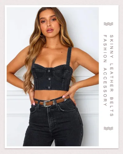 Miniatura 42 de SUOSDEY Cinturones ajustados occidentales de moda para mujer, cinturón de cuero ajustable para vestidos con hebilla vintage