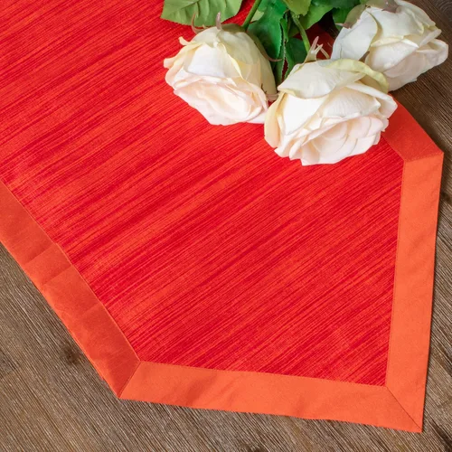 Miniatura 5 de The White Petals Camino de mesa auxiliar naranja brillante (14 x 36 pulgadas, paquete de 1) borde en V Forro de tela Acabado adecuado, sin