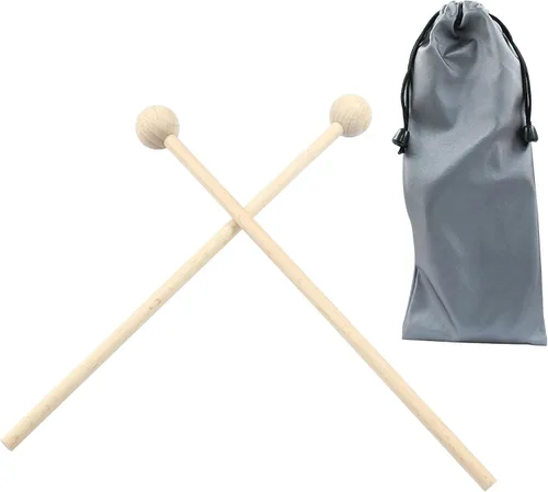 Miniatura 4 de Luomorgo 2 mazos de xilófono de madera, mazos Glockenspiel, paletas de percusión, baquetas de 8 pulgadas para campana, carillón, mazos de tambor