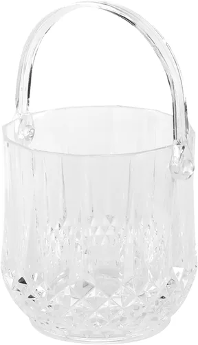 Miniatura 4 de Cubo de hielo de plástico, cubo de hielo acrílico transparente de 1.8 L con asa de transporte, enfriador de bebidas de vino champán para familias