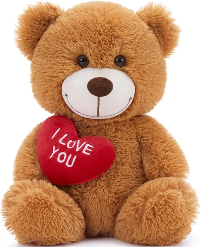Miniatura 24 de BENINY Osos de peluche grandes en forma de corazón rojo, osos de peluche negros con bordado "Te quiero" para novia, osos de peluche grandes