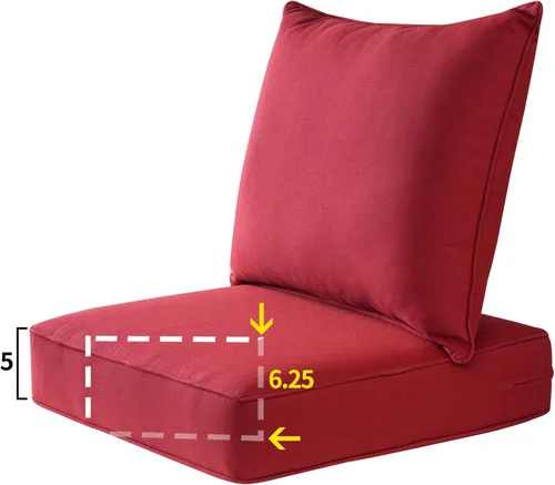 Juego de cojines para silla de interior o exterior, 24Lx24W, cojines de repuesto para muebles de patio todo clima, para primavera/verano, asiento