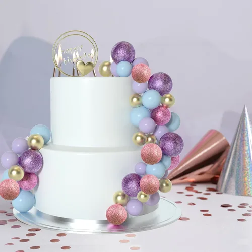 Miniatura 5 de ASTARON 50 piezas de palitos para topper de pastel con bolas mini, globos para decoración de pastel, suministros de espuma, bolas para decoración