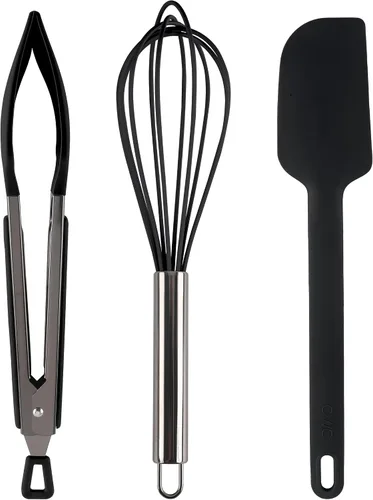Miniatura 9 de COOK WITH COLOR - Juego de pinzas de cocina y barbacoa de acero inoxidable con punta de silicona, 3 piezas de utensilios, verde Menta