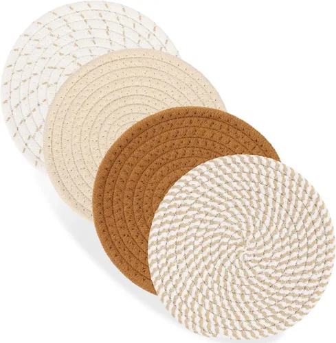 Billbotk Salvamanteles de 7 pulgadas para platos calientes, ollas y sartenes calientes, 4 almohadillas calientes resistentes al calor, soportes para