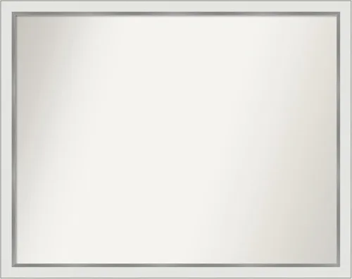 Miniatura 556 de Amanti Art Espejo de baño blanco para sobre el fregadero, 30 x 35 pulgadas, espejo de tocador rectangular estrecho de Eva de oro blanco, marco