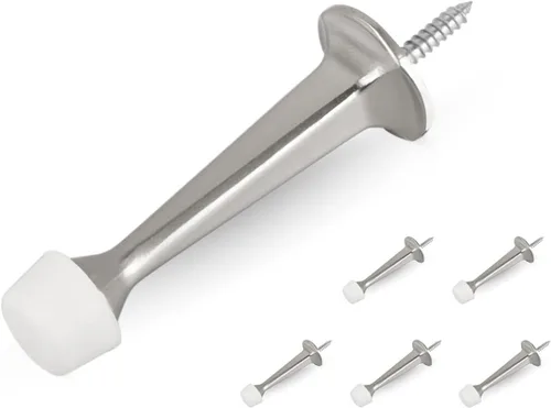 Miniatura 32 de HOMOTEK Paquete de 20 topes de puerta rígidos sólidos resistentes con punta de goma suave, tope de puerta fundido de zinc para proteger la pared
