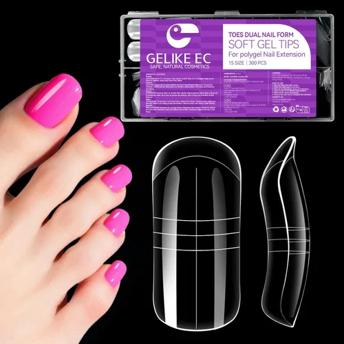 Miniatura 14 de Gelike EC Kit de 240 Puntas de Uñas de Gel Suave - Extensiones de Uñas Completas con Cobertura Transparente - Puntas de Uñas Postizas de Gel