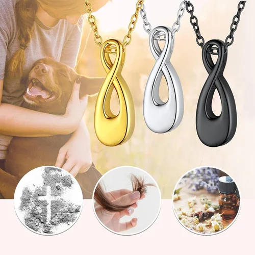 Miniatura 13 de FindChic Collares personalizados con urna para cenizas, barra vertical, gato, luna, reloj de arena, garra de perro, acero inoxidable, chapado en oro